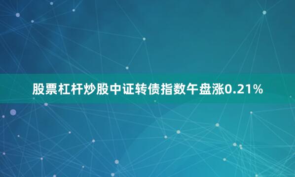 股票杠杆炒股中证转债指数午盘涨0.21%